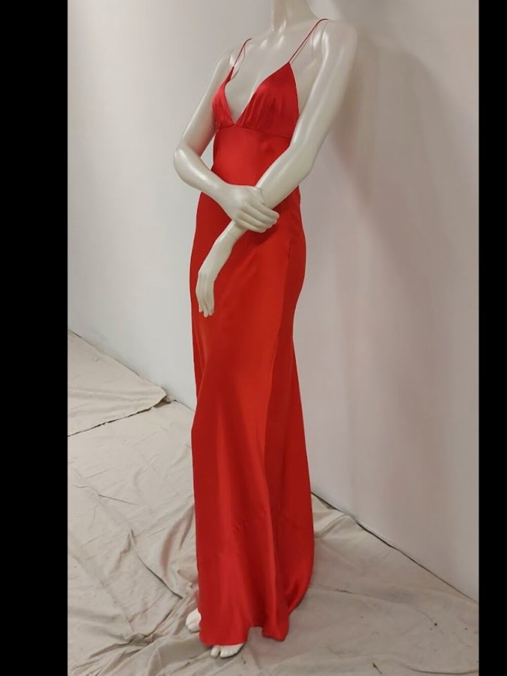 ZARA True Red, 100% Silk, Thin-Strappy, Fit-n-Flare, Maxi Slip Dress; Size: M
